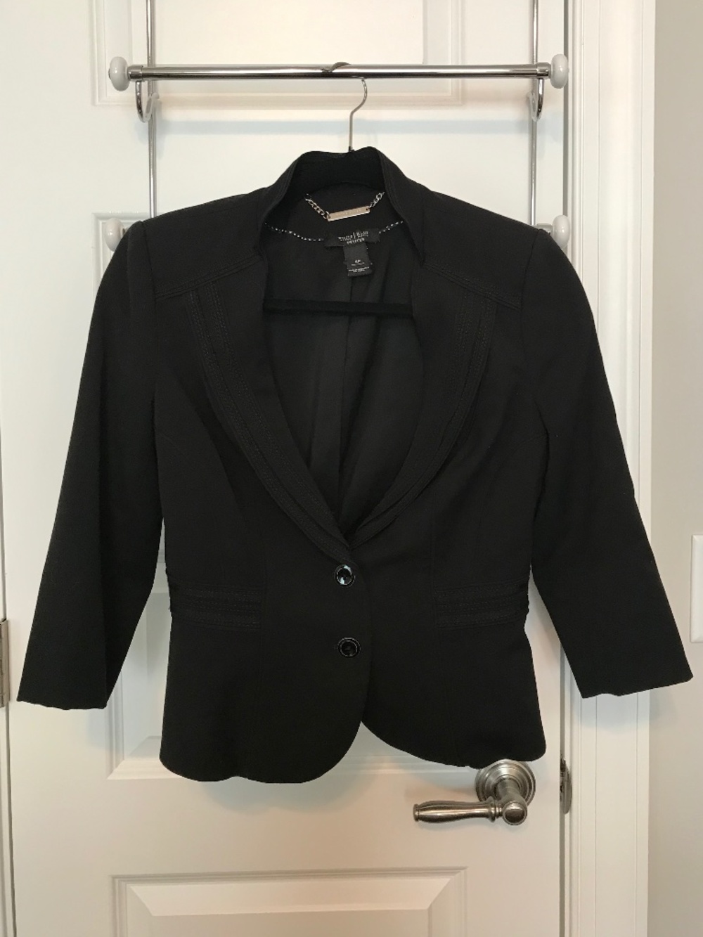WHBM black buttoned lined blazer with cording / ribbed detail (4P)